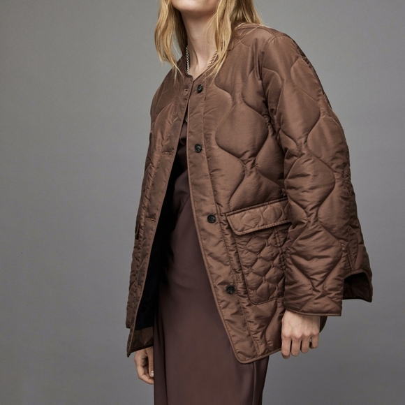 All Saints NWT Foxi Liner Jacket In Chocolate